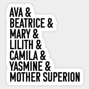 Character names (v3 black text) - Warrior Nun Sticker